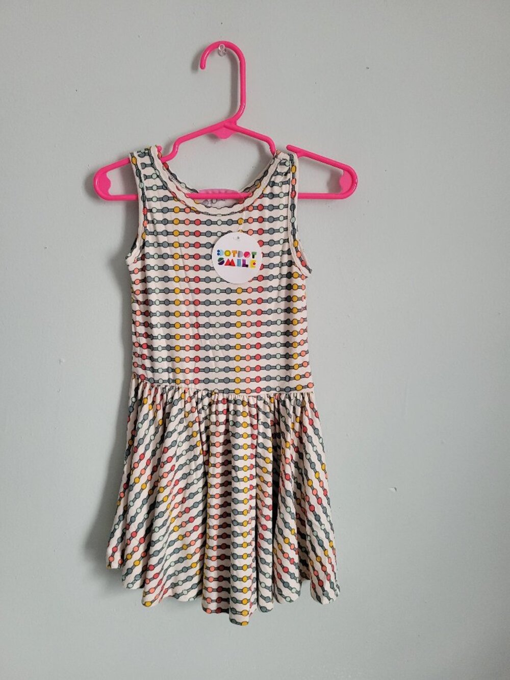 Dot Dot Smile Dress Girl's 2T Toddler Beige w/ Green Polka Dots Twirl Tank NWT